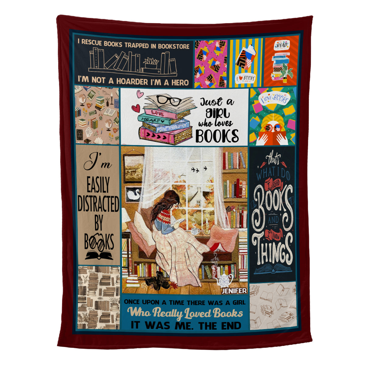 Teesdily | Personalized Just A Girl Who Loves Books Fleece Blanket Book Lover Throw Blanket Bookish Bookworm Bedroom Decor Reading Lover Gifts