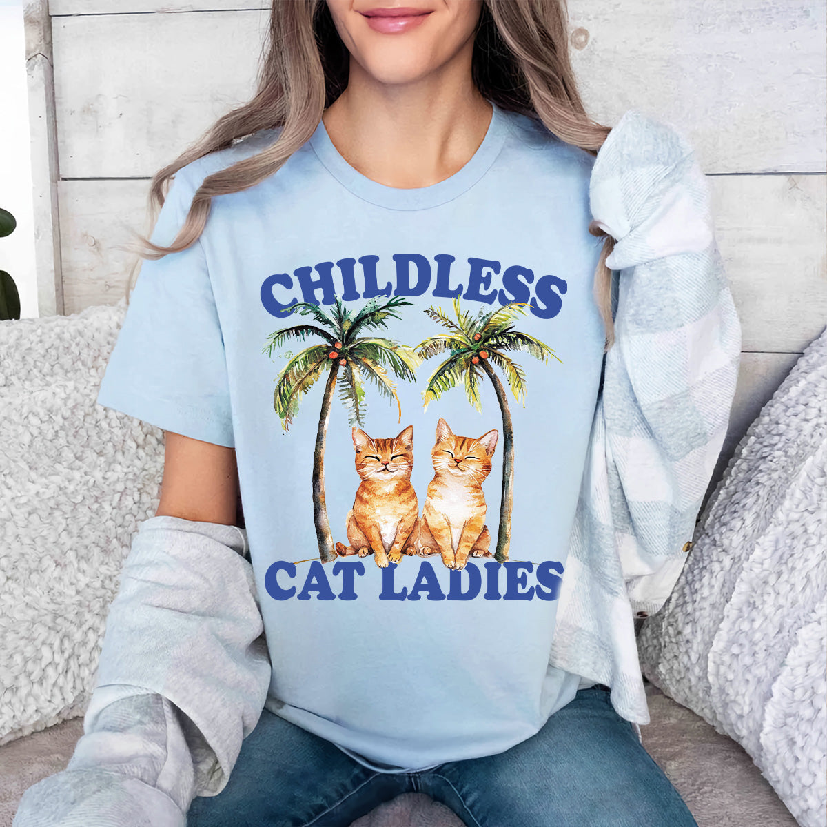 Teesdily | Childless Cat Ladies Shirt, Comma La Coconut Tree Sweatshirt, Childless Cat Lady Hoodie Mug, Ka- Mala Coconut Tee, Cat Lover Gift