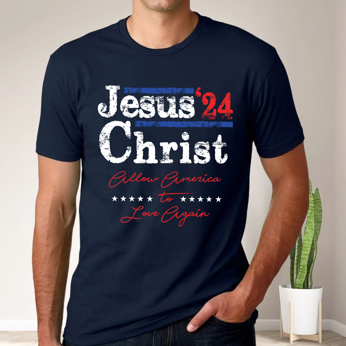 Teesdily | Jesus Christ Allow America To Love Again Jesus Shirt, Patriotism Men's Shirt, Independence American Sweatshirt Hoodie Mug, Christian Gifts