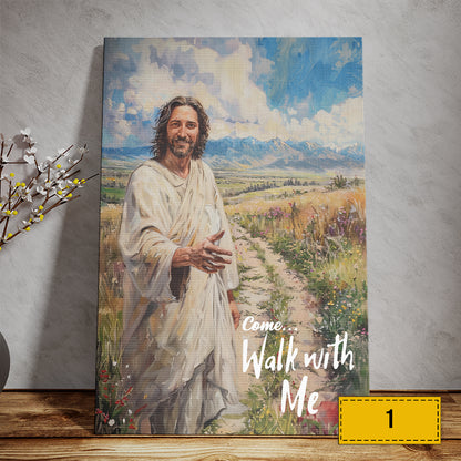 Teesdily | Jesus Come Walk With Me Poster, Walking With Jesus Poster, Walk With Christ Poster, God Art Painting Print, Religious Poster Canvas