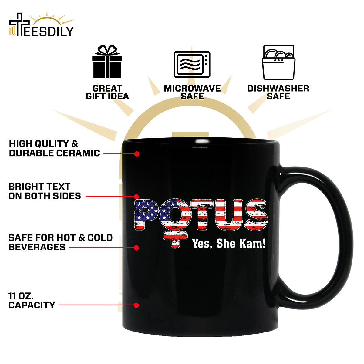 Teesdily | Potus Shirt, Lotus For Potus Sweatshirt Hoodie Mug, Potus Yes She Kam Tee, Comma La T-shirt, Women's Leadership, Patriot Gift