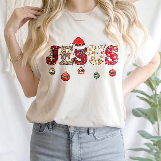 Teesdily | Jesus Christmas Shirt, Jesus The Reason For The Season Tee, Christ Religious Faith Sweatshirt Hoodie Mug Christmas Gift