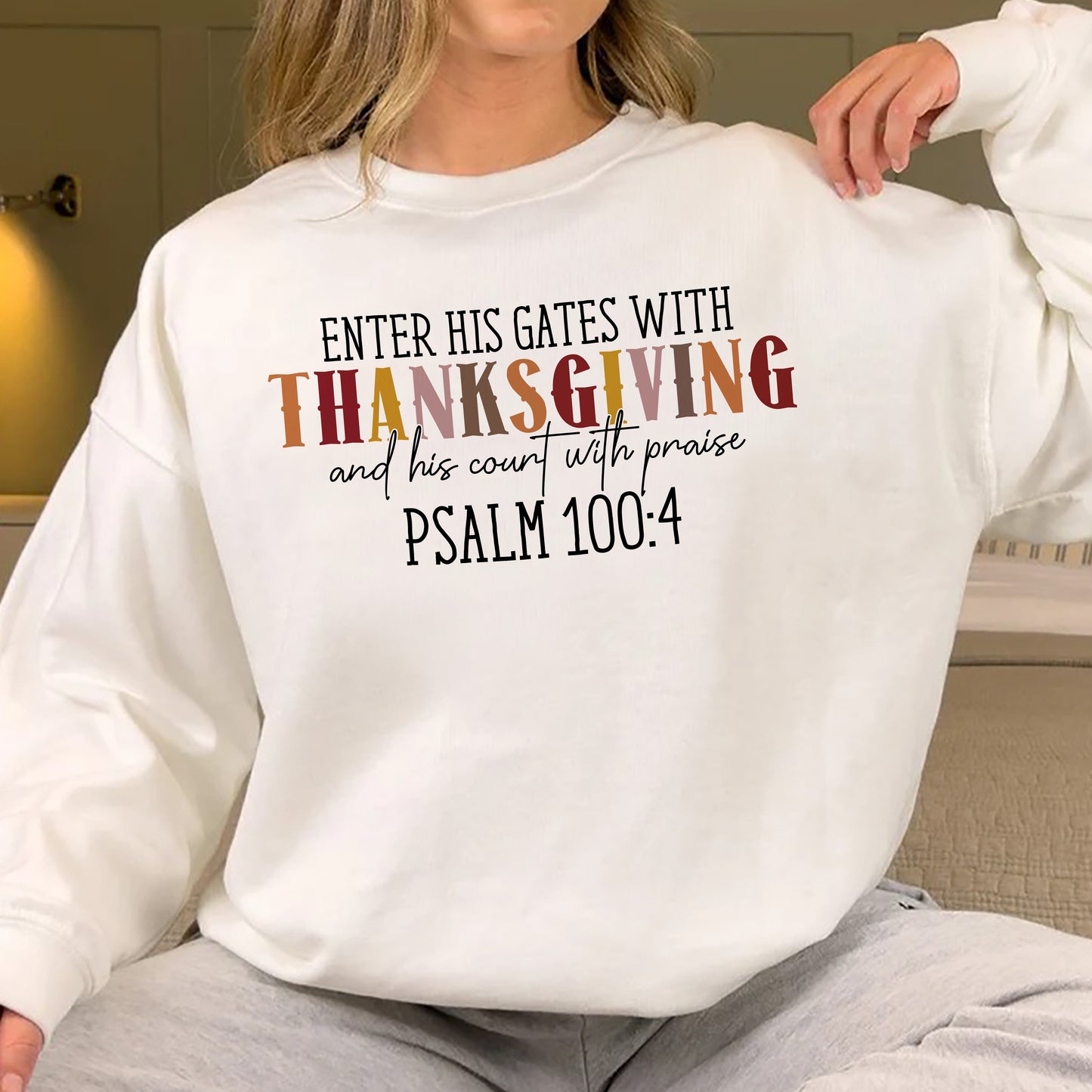 Teesdily | Jesus Thanksgiving Shirt, Enter His Gates With Thanksgiving Tee Sweatshirt Hoodie Mug, Christ Thanksgiving Gift