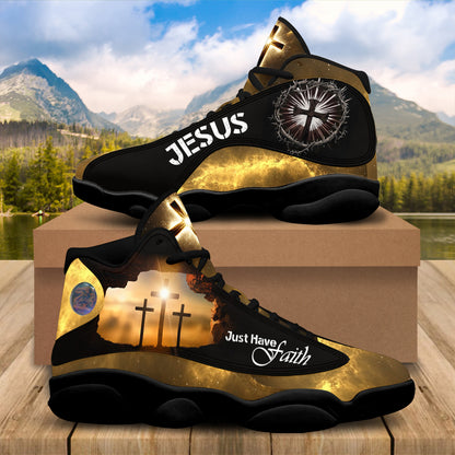 Teesdily | Jesus Christ Cross Basketball Shoes, Just Have Faith Christian Running Shoes, Footwear Sport Religious Faith Gift