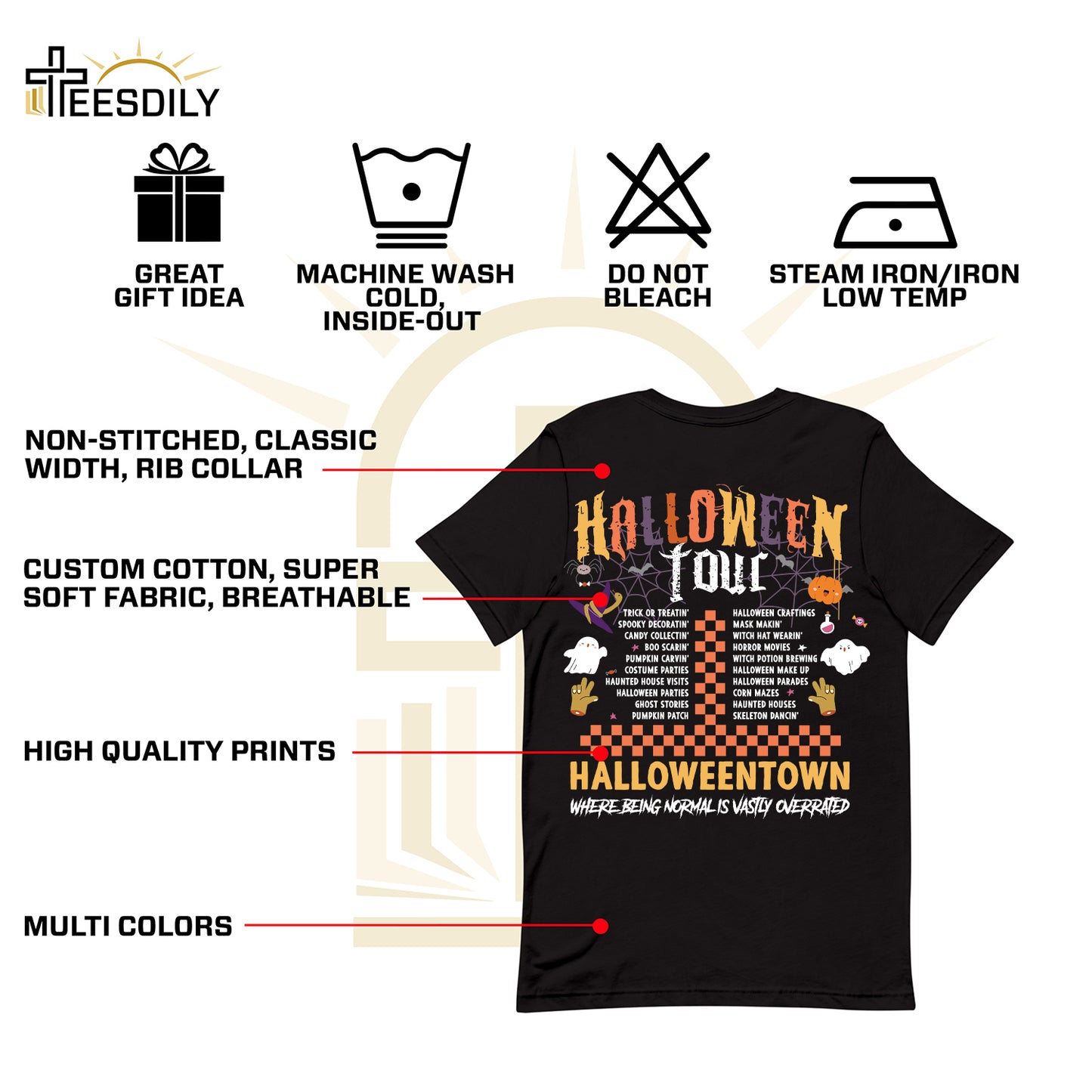 Teesdily | Halloween Tour Shirt, Halloween Town tee sweatshirt hoodie mug, halloween gifts, spooky season costume, halloween icons gifts