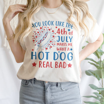 Teesdily | Hotdog Funny Independence Day Shirt, You Look Like The 4th Of July Sweatshirt Hoodie Mug, Retro Vintage America