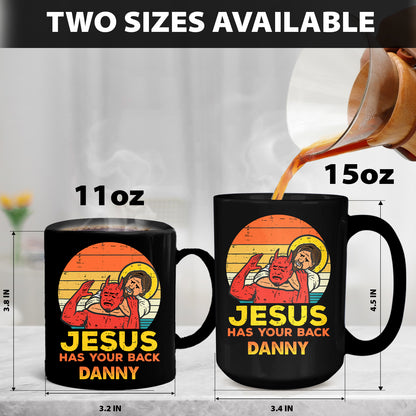 Teesdily | Customized Jesus And Devil Shirt, Jesus Has You Back Back Design Tee Sweatshirt Hoodie Mug, Jesus Lovers Gifts, Jesus Saves Me Shirt