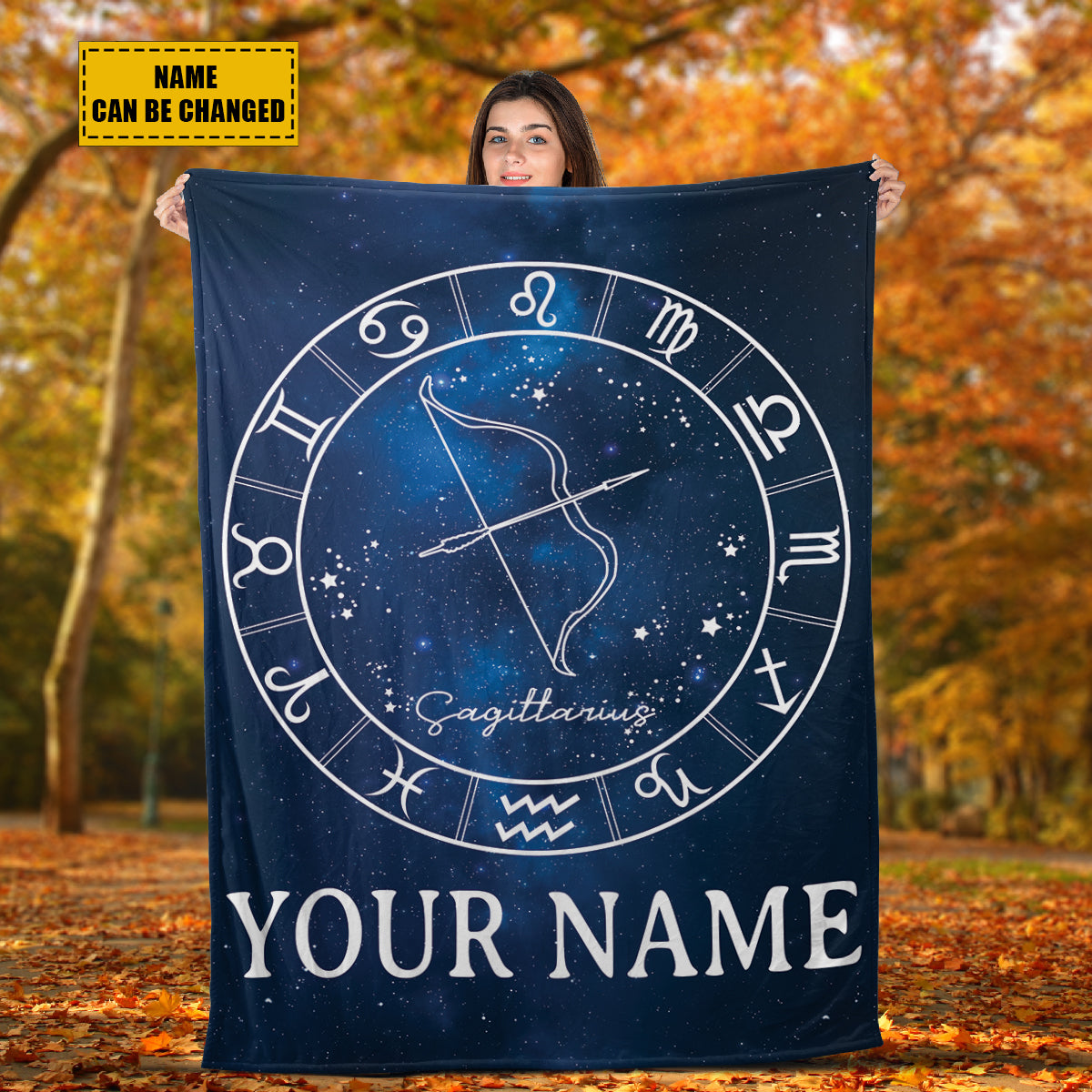 Teesdily | Sagittarius Personalized Fleece Blanket With Name Horoscope Sherpa Blanket Zodiac Sign Constellation Astrology Adult Kid Birthday Gifts