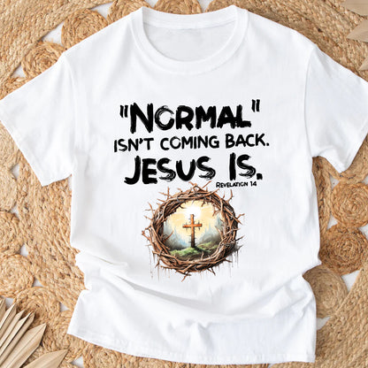 Teesdily | Jesus Cross And Crown Tshirt, Normal Isn't Coming Back Jesus Is Revelation Hoodie Sweatshirt Mug, Christian Religious Clothing Gifts