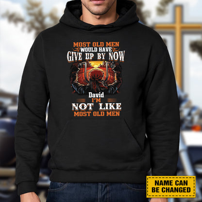 Teesdily | Customized Christian Biker Shirt, I'm Not Like Most Old Men Biker Sweatshirt Hoodie Mug, Christian Motorcycle Tee, Speed Lovers Gifts