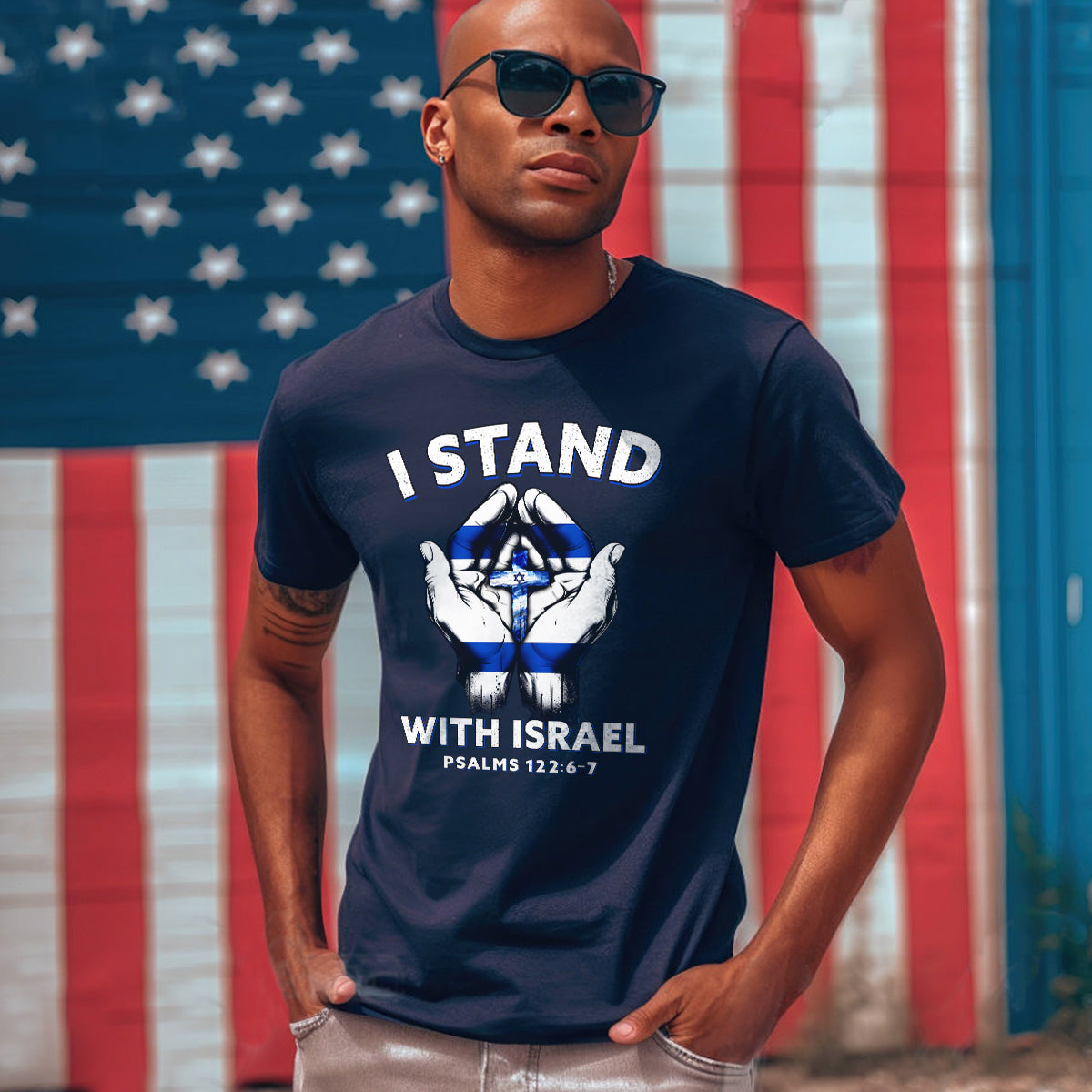 Teesdily | I Stand With Israel Back Design Tshirt, Jesus Hoodie Sweatshirt Mug, Israel Flag Shirt, Israel Support Gifts