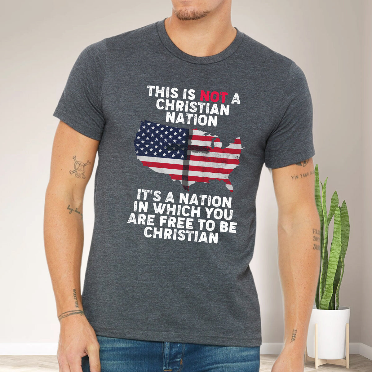 Teesdily | American Flag Jesus Cross Shirt, It's A Nation In Which You Are Free To Be Christian Tee Sweatshirt Hoodie Mug, Independence Day Gifts