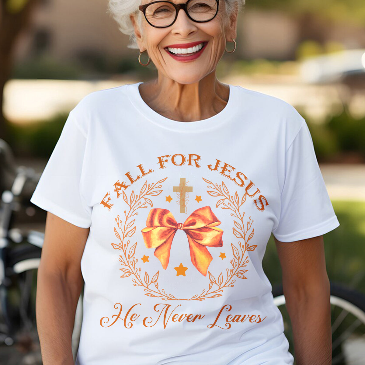 Teesdily | Jesus Thanksgiving Shirt, Fall For Jesus He Never Leaves Tee Sweatshirt Hoodie Mug, Christian Thanksgiving Gifts, Jesus Lovers Gifts