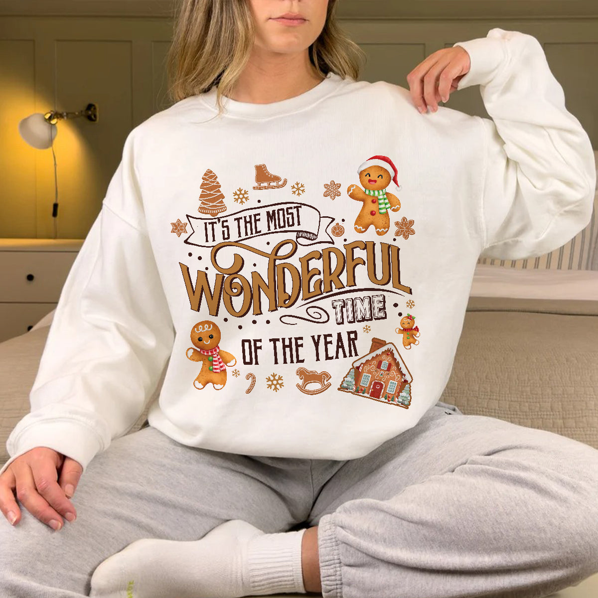 Teesdily | It's The Most Wonderful Time Of The Year Shirt, Cute Gingerbread Sweater, Gingerbread Hoodie Gift For Christmas