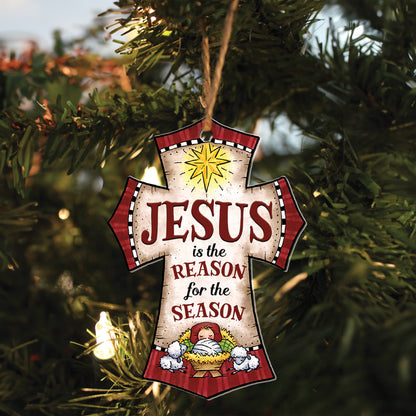 Teesdily | Jesus Nativity Acrylic Ornament, Jesus Is The Reason For The Season Christmas Ornament, Jesus Lovers Gifts, Christian Christmas Gifts