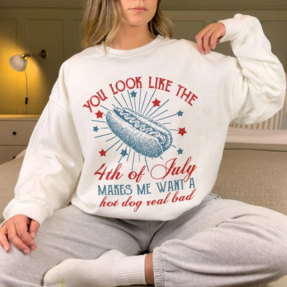 Teesdily | Indepdence Day Hotdog Funny Shirt, 4th Of July Hot Dog Real Bad Sweatshirt Hoodie, Independence Day Humor Mug, American Pride Gifts