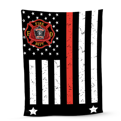 Teesdily | Firefighter Customized Fleece Blanket Fireman Thin The Red Flag Sofa Blankets American Fireman Fleece Throw Blanket Firefighter Gifts