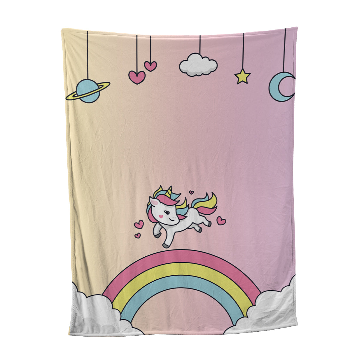 Teesdily | Unicorn Cartoon Customized Name Rainbow Fleece Blanket Unicorn Cute Kid Blanket Name Blankets For Boys Girls Baby Bed Sofa Room Decoration