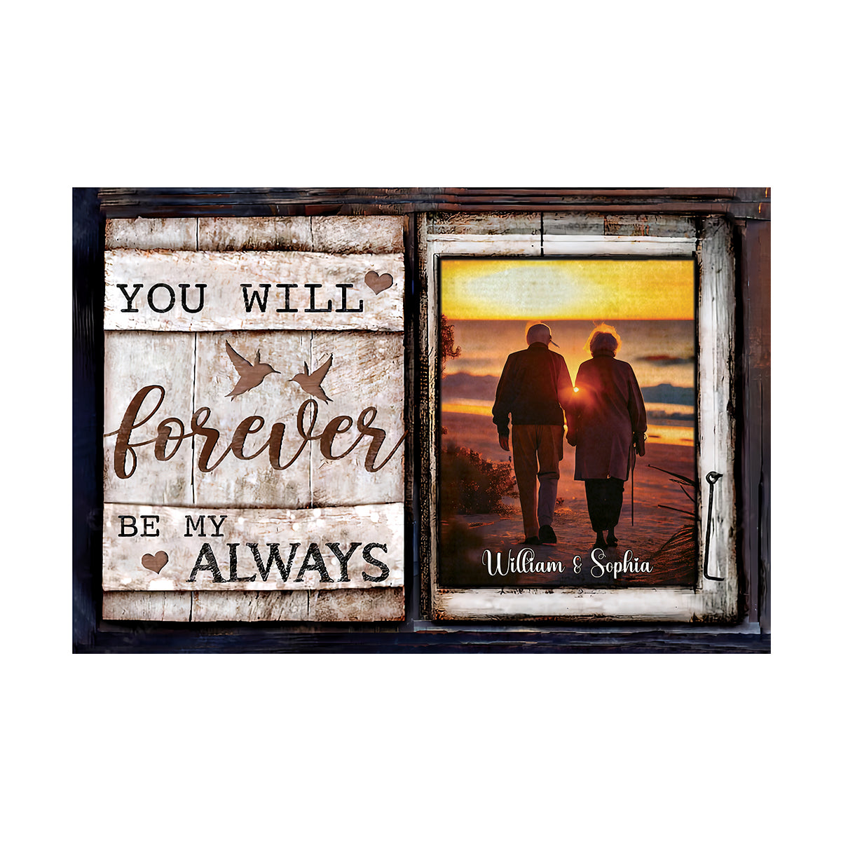 Teesdily | Couple Custom Photo Poster Canvas You Will Forever Be My Always Valentines Day Decor Couple Vintage Home Wall Decor Gift For Lover