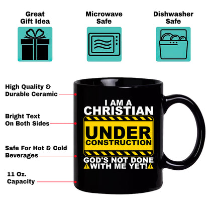 Teesdily | Jesus Christ Shirt, I Am A Christian Under Construction God's Not Done With Me Yet Tee Sweatshirt Hoodie Mug, Jesus Lovers Gifts