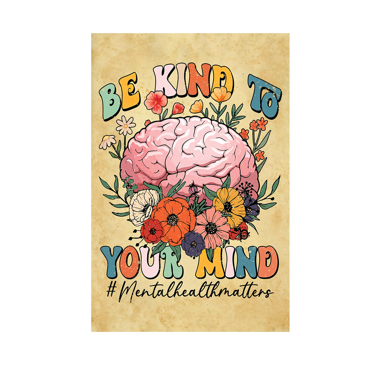 Teesdily | Be Kind To Your Mind Poster Mental Health Matters Canvas Wall Art Self Love Art Mental Health Wall Decor Postive Home Office Decoration