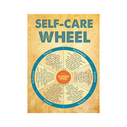 Teesdily | Self-Care Wheel Canvas Wall Art Physical Stress Management Self Care Wheel Therapy Office Decor Mindfulness Psychologist Social Worker Gift