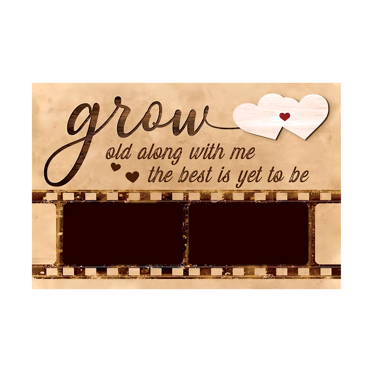 Teesdily | Couple Customized Photo And Name Poster Canvas Grow Old Along With Me Vintage Wall Decor Wedding Anniversary Gift For Wife Husband