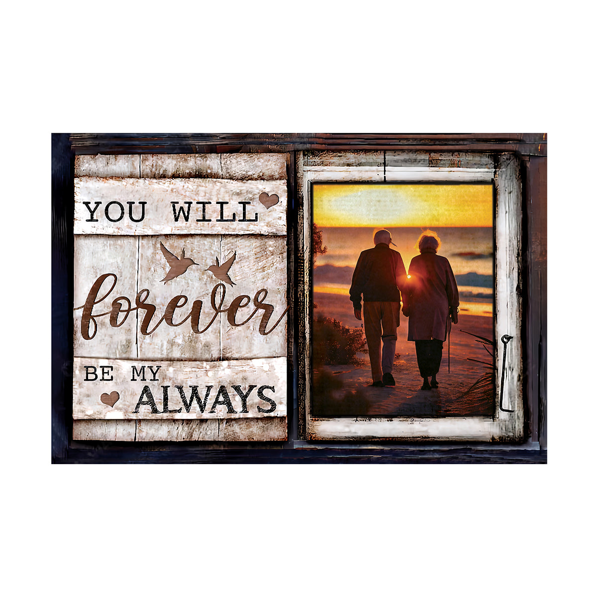 Teesdily | Couple Custom Photo Poster Canvas You Will Forever Be My Always Valentines Day Decor Couple Vintage Home Wall Decor Gift For Lover