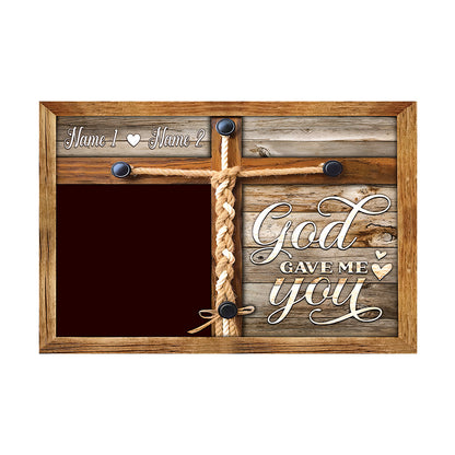 Teesdily | Christian Couple Personalized Photo Poster Canvas God Gave Me You Wall Art Canvas Wood Print Valentine Wedding Anniversary Romantic Gifts