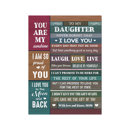 Teesdily | To My Daughter Vintage Poster Canvas, Never Forget That I Love You Wall Art, Daughter Birthday Gift From Mom, Daughter's Room Decoration