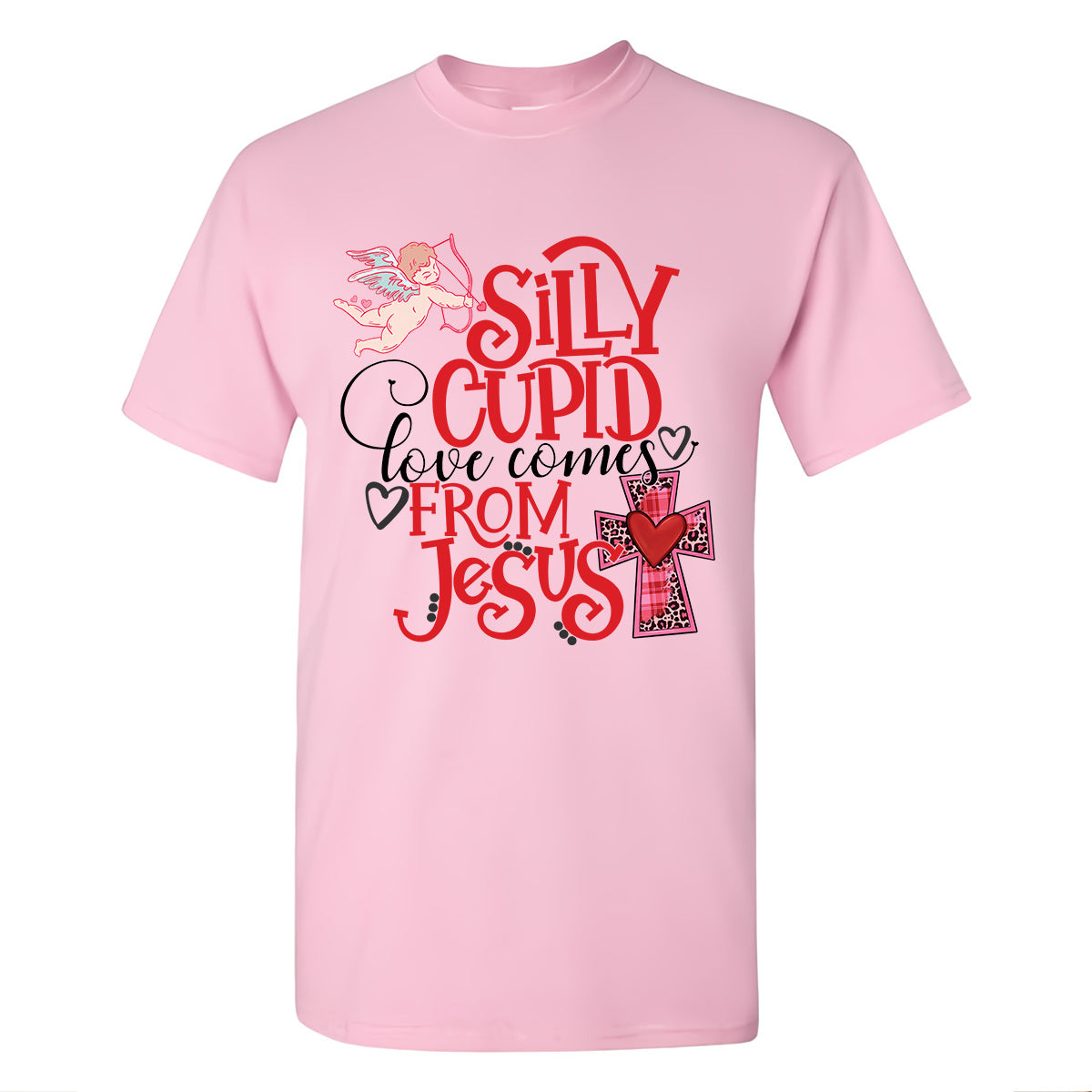 Teesdily | Christian Valentine Day Womens Tops, Silly Cupid Love Comes From Jesus Sweatshirt Hoodie Mug, Valentine Gift For Christian Girlfriend