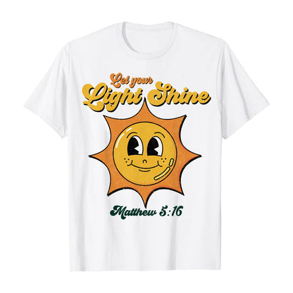 Teesdily | God Bible Verse Short Sleeve Shirts, Let Your Light Shine Christian Sweatshirt Hoodie Mug, Cute Sunshine Christian Religious Shirt Gifts