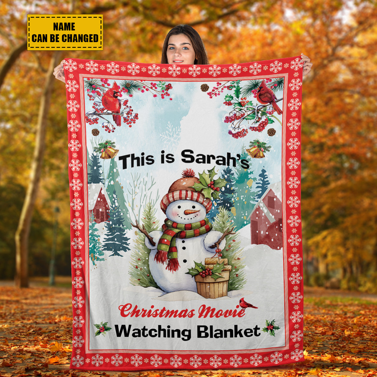 Teesdily | Custom Name Christmas Movie Fleece Blanket, Christmas Snowman Sherpa Blanket, Xmas Pattern Personalized Sofa Blanket Gifts For Kid Adult