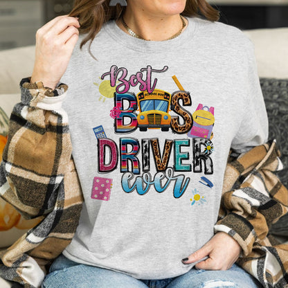 Teesdily | Best Bus Driver Ever Shirt, Back To School Season Tee, First Day Of School Shirt, School Bus Driver Mug Sweatshirt Hoodie, Bus Driver Gift