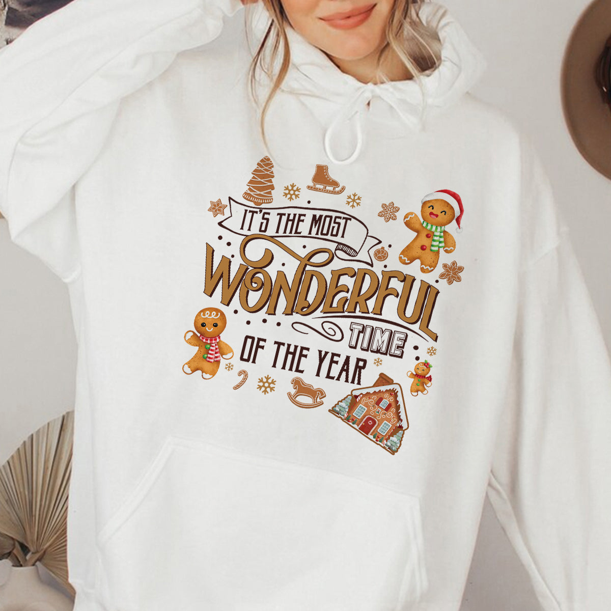 Teesdily | It's The Most Wonderful Time Of The Year Shirt, Cute Gingerbread Sweater, Gingerbread Hoodie Gift For Christmas