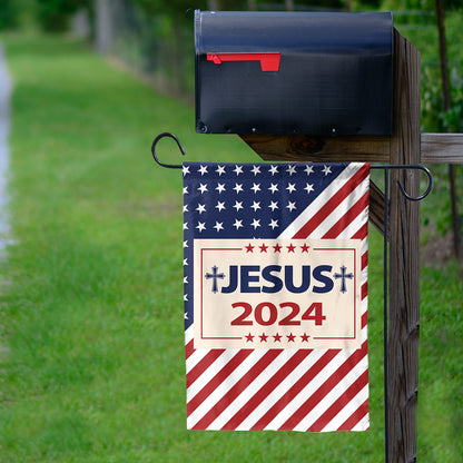 Teesdily | Jesus Take America Back 2024 Garden Flag, Make America Great Again House Flag, Christ Patriot Yard Outdoor Decor, Jesus Lovers Gifts