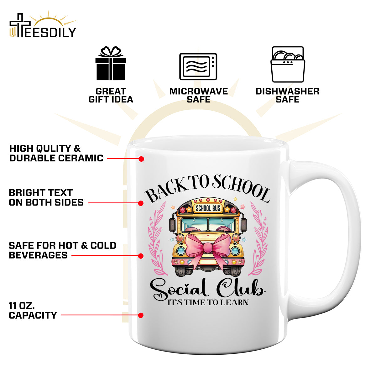 Teesdily | Back To School School Bus Shirt, Back To School Social Club It's Time To Learn Tee Hoodie Sweatshirt Mug Teacher