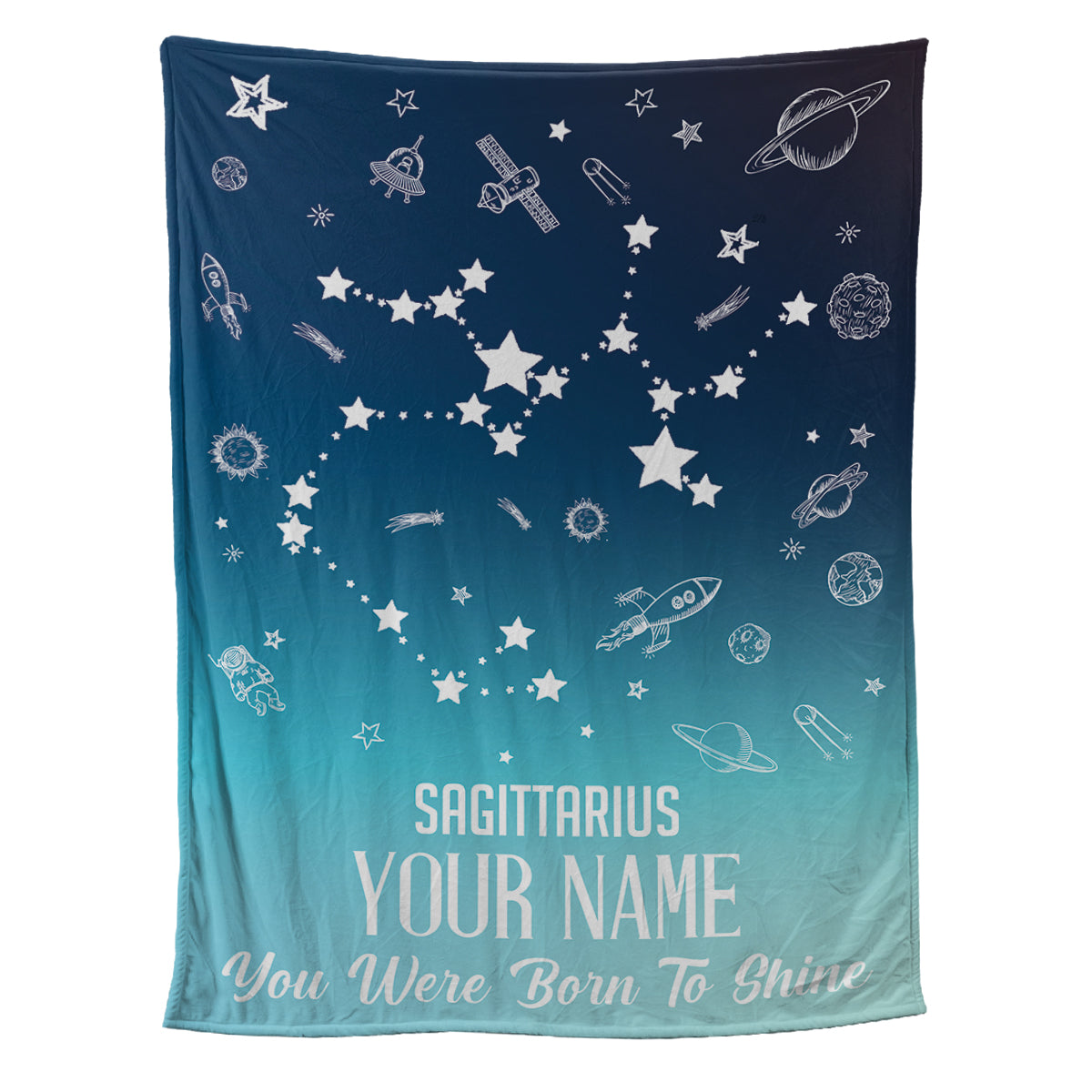 Teesdily | Sagittarius Customized Fleece Blanket Constellation Blanket You Were Born To Shine Fleece Personalized Name Zodiac Blankets Astrology Gifts