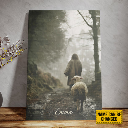 Teesdily | Customized Jesus And Lamb Poster Canvas, Lamb Of God Christian Wall Decor, Gift For Jesus Lovers, Religious Gifts, Christian Wall Decor