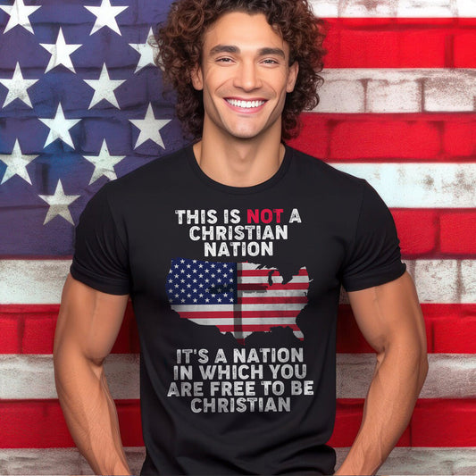 Teesdily | American Flag Jesus Cross Shirt, It's A Nation In Which You Are Free To Be Christian Tee Sweatshirt Hoodie Mug, Independence Day Gifts