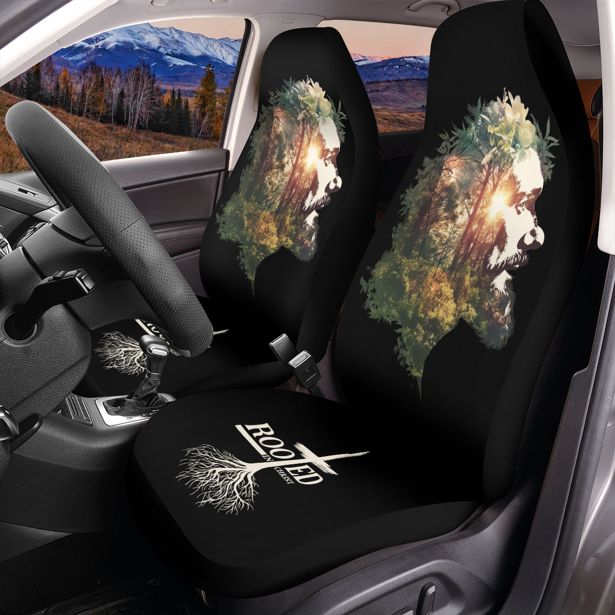 Teesdily | Jesus Rooted In Christ Car Seat Cover, Jesus Car Front Seat Cover, God Protector Seats, Faith Reliance In Jesus, Gift For Jesus Lover