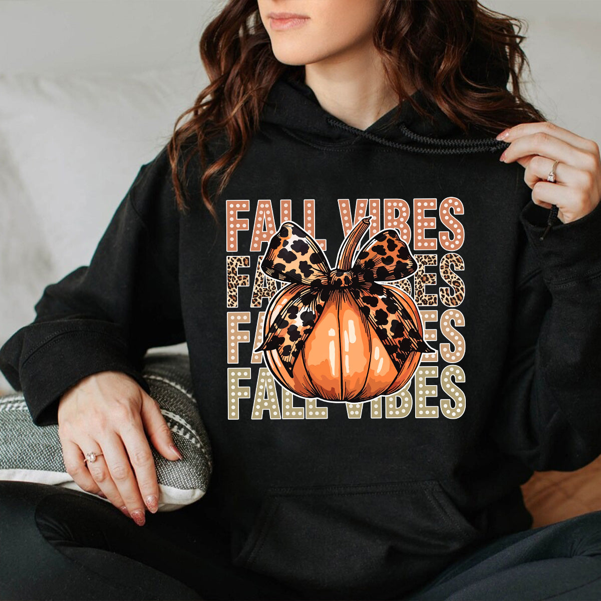 Teesdily | Retro Fall Vibes Pumpkin Bow Shirt, Halloween Pumpkin Ghost Bow Leopard Sweatshirt, Happy Fall Hoodie Mug, Fall Tee