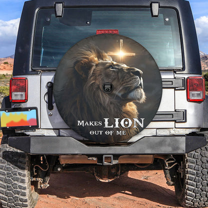 Teesdily | Lion Of Judah Spare Wheel Cover, Makes Lion Out Of Me Tire Protector Bag, Christian Car Accessories Spare Tire Cover 27"-34"