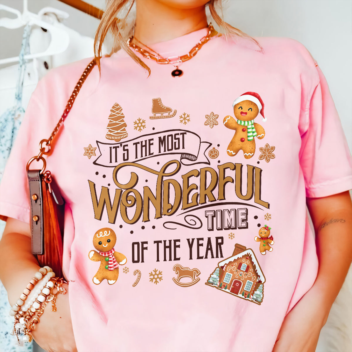 Teesdily | It's The Most Wonderful Time Of The Year Shirt, Cute Gingerbread Sweater, Gingerbread Hoodie Gift For Christmas