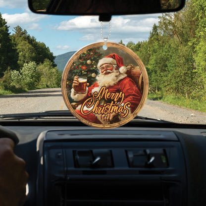 Teesdily | Santa Claus Christmas Ornament, Santa 2024 Ornament Car Hanging Rear View Mirror, Santa Xmas Ornament Decor, Christmas Gift For Family