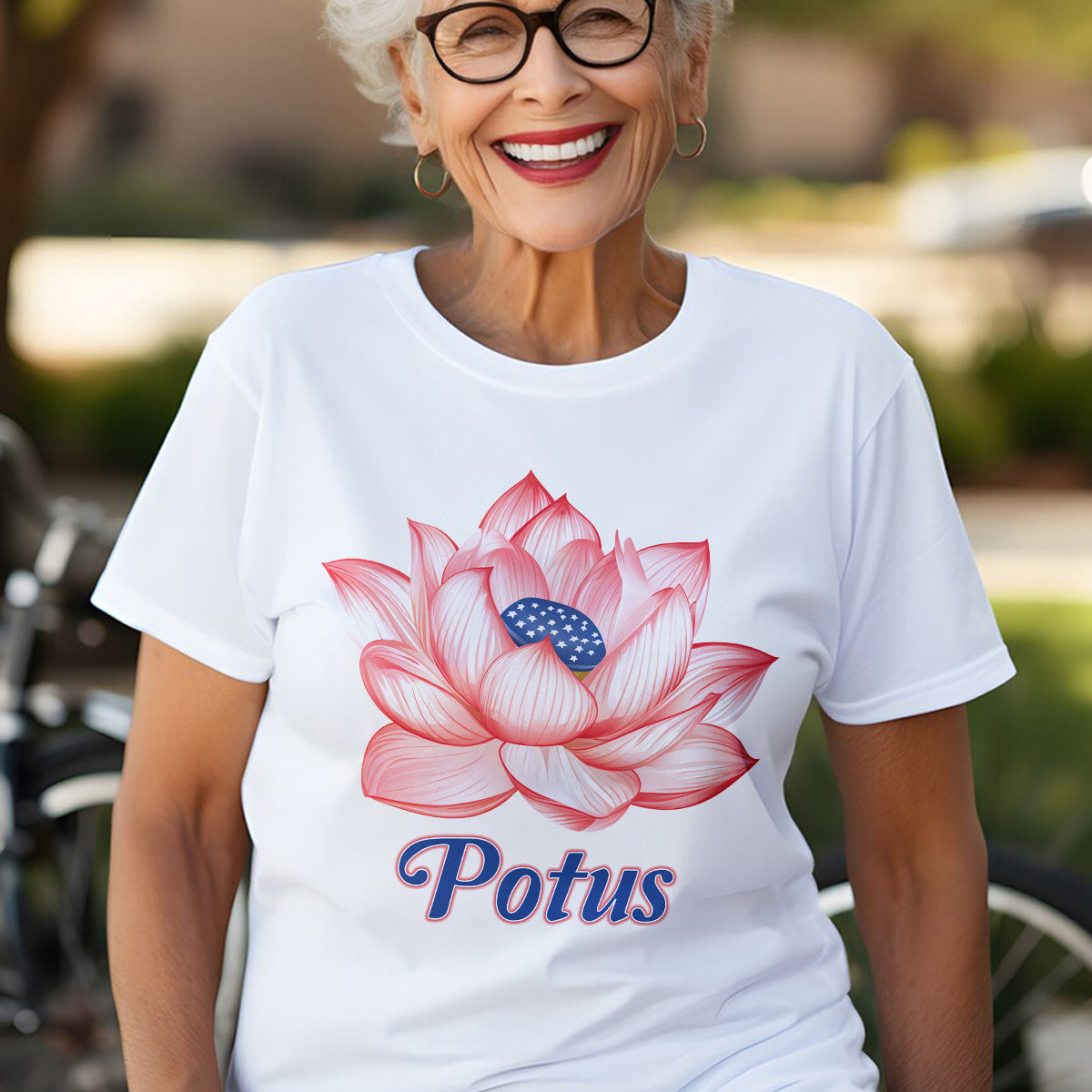 Teesdily | Lotus For Potus Shirt, Lotus Flower Sweatshirt Hoodie Mug, Comma La T-shirt, Patriot Ka-mala Tee, US Flag Women's Rights, Woman Gift