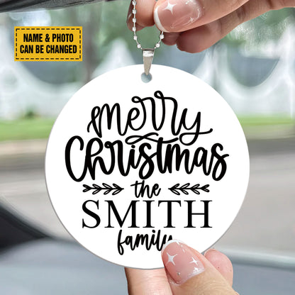 Teesdily | Customized Family Holiday Ceramic Ornament Car Hanger, Nativity Christmas Decorating, Christmas Tree Gift