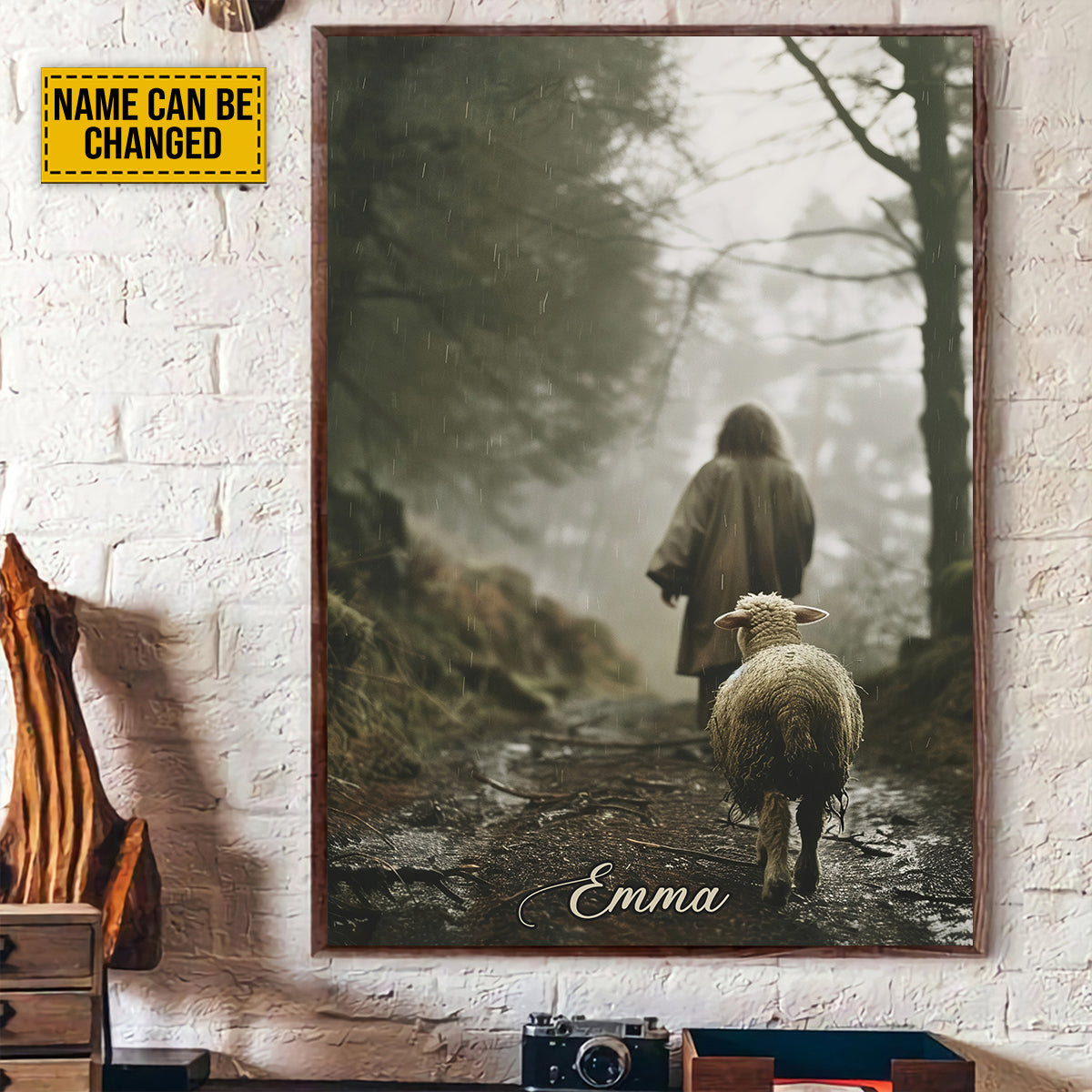 Teesdily | Customized Jesus And Lamb Poster Canvas, Lamb Of God Christian Wall Decor, Gift For Jesus Lovers, Religious Gifts, Christian Wall Decor