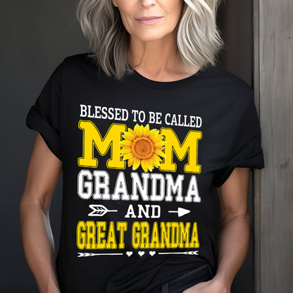 Teesdily | Blessed To Be Called Mom Grandma Shirt, Mom Sunflower Hoodie Sweatshirt, Mothers Day Gift, Christian Grandma Apparel, Grandma Mug