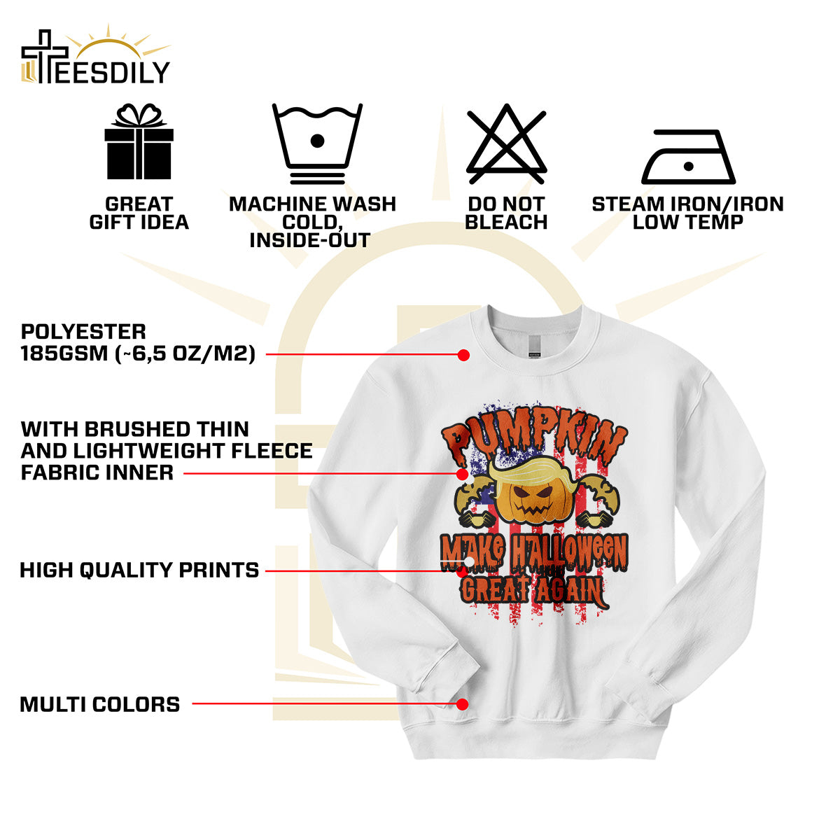 Teesdily | Halloween American Flag Pumpkin Shirt, Pumpkin Make Halloween Great Again T-shirt, Pumpkin Halloween Sweatshirt Hoodie Mug, Holiday Gifts